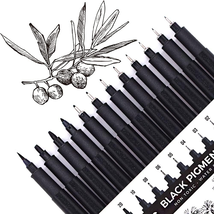 Micro Black Drawing Pens Art Fineliner Ink Pens,Set of 12 Technical Draw... - $10.93
