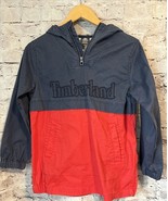 Timberland Boys Kids Jacket Pullover Hooded Red Blue Quarter Zip M 10-12 - $12.96