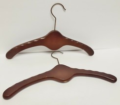 Vintage Wood Hangers Nevco Japan Clothes Closet Hand Crafted Set of 2 - £47.49 GBP