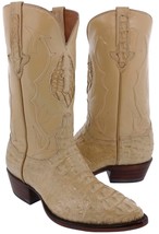 Cowboy Western Boots Leather Crocodile Hornback Sand J Toe Botas - £158.18 GBP