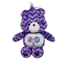 8" Care Bears Share Bear Chevron Fun Purple Stuffed Animal Plush Toy 2015 - £18.68 GBP