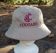 Vintage WSU Bucket Hat WA State University Cougars Tailgate Tan Crimson Gray USA - £16.26 GBP