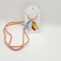 Iridescent Feather Necklace - Coral - $3.00