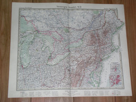 1927 Vintage Map Of Ne Usa Great Lakes Michigan Erie Ontario New York / Canada - £19.47 GBP