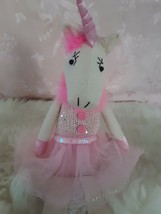 Unicorn Shelf Sitter Doll Delton in Pink Tutu 19&quot; New - $20.00