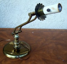  Polished Antique Brass Double-Hinged Desk Lamp Adjustable Vintage 18&quot; High - $46.53