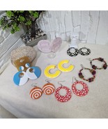 Lot of 7 Colorful Retro Statement Earrings – Vintage Style, Bold, Funky,... - $25.50 CAD