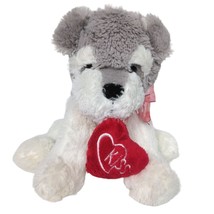 Best Made Toys Valentines Day Gray White Puppy Dog Heart Kiss Plush 9.5&quot; - £21.80 GBP