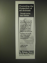 2002 The Humane Society of the United States Ad - Promoting the Protection - £14.53 GBP