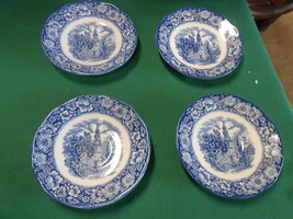 LIBERTY BLUE Staffordshire Ironstone &quot;Old North Church&quot; 4 Saucers - £6.95 GBP