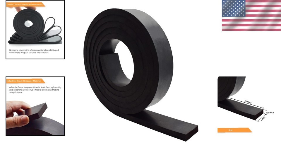 Neoprene Rubber Strips 1/2" Thick X 2" Wide X 10' Long - Versatile DIY Material Item image 2