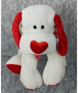 Walmart Puppy Dog White Red Ears Heart Nose Bow Valentines 11&quot; Plush Stu... - $856.53 MXN