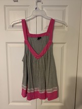 kensie Pink with Grey &amp; White Stripe Cami and Lace- Women&#39;s Size XL - £10.28 GBP
