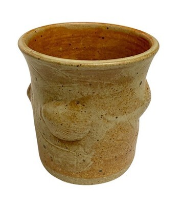 Artisan Stoneware Pottery Cup Tumbler 3D Seashell Design Copper Tan Handmade Mug Item image 2