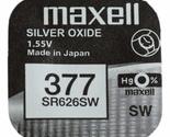 One (1) X Maxell 377 SR626SW SB-AW Silver Oxide Watch Battery 1.55v Blis... - $4.82