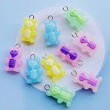 Cartoon Mini Bear 10Pcs Flat Back Resin Necklace Keychain Charms DIY Decoration - £8.78 GBP