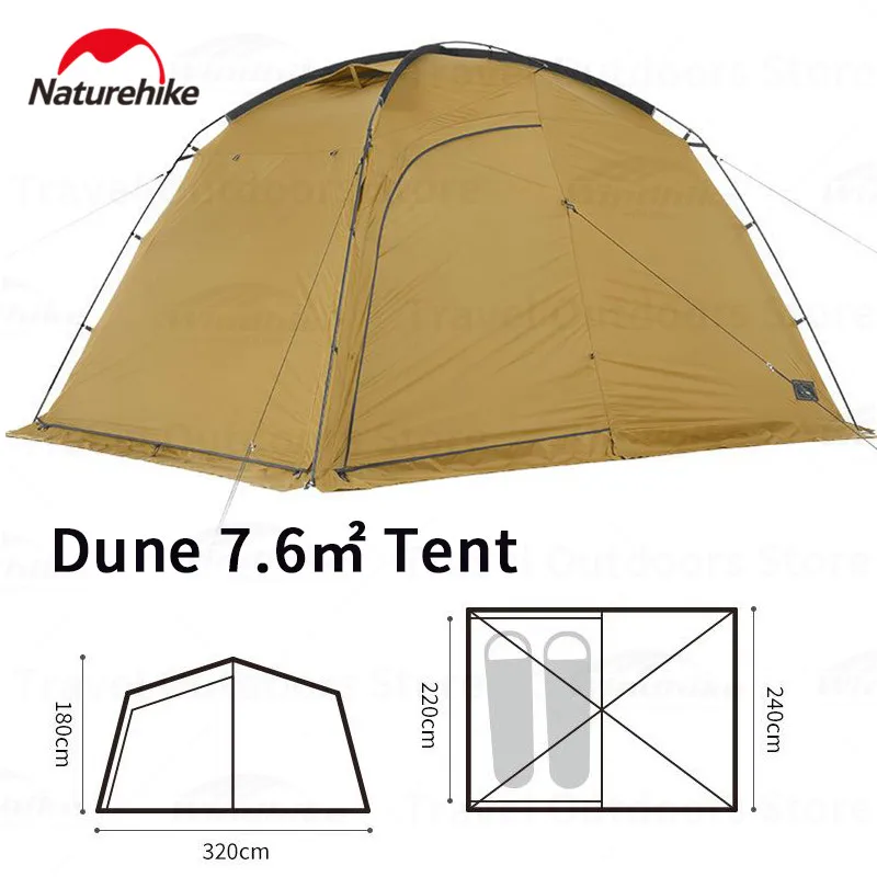Naturehike Dune 7.6㎡ Camping Tent 50D Polyester Outdoor 2Persons Portable 1 Room - £64.39 GBP+