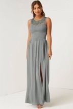 Little Mistress Grey Embellished Neck Maxi Prom Dress Uk 8 (exp89) - £24.45 GBP