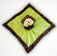 Carters Monkey Plush Lovey Security Blanket Green Brown Stuffed Animal NEW 14x14 - £19.54 GBP