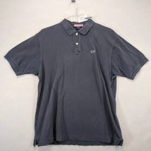 Vineyard Vines Men&#39;s L Polo Shirt 100% Pique Cotton Gray Navy Logo Coast... - $25.00
