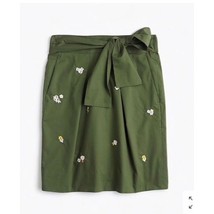 J. Crew Green Floral Embroidered Tie-Waist Skirt Size 00 - £21.91 GBP