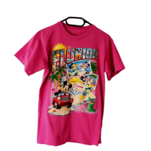 Disney Store Mickey  Florida Adult Pink Short Sleeved Cotton T-Shirt size S - £16.67 GBP