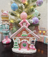 Christmas Pastel Gingerbread House Peppermint Candyland Figurine Decor 8... - £26.04 GBP