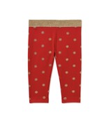 Baby Girl Christmas Leggings Red Gold Stretch Light Pants 3-6M Holiday T... - $8.47