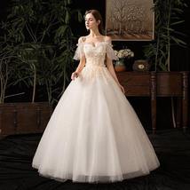 Elegant Wedding Dresses Spaghetti Straps Ball Gown Appliques Lace Up - £135.88 GBP