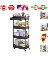 Heavy-Duty 4-Tier Storage Cart with Swivel Wheels and Breathable Shelves - $1,070.68 MXN