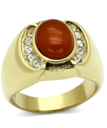 Men&#39;s IP Gold Plated Stainless Steel Stimulated Agate Siam Stone - £20.40 GBP