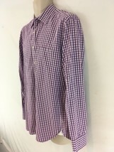 J Crew Mens L 16-16 1/2 Purple Gingham Check Plaid 2 Ply Cotton Shirt - £9.32 GBP