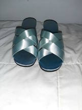 Vintage 60s Daniel Green Copen Blue Wedge Comfy Slippers Shoes Original ... - £35.38 GBP