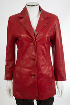 RARE Hoban North Beach Leather Paris Red Plonge Jacket sz 6 $1950 - $175.00