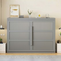 Modern Gray Queen Murphy Bed: LED Lights - $1,099.99