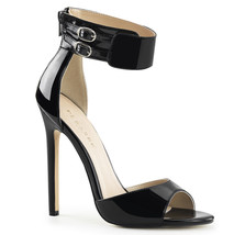 PLEASER Sexy Black Ankle Strap 5&quot; Stiletto High Heels Sandals Shoes SEXY19/B - £45.56 GBP