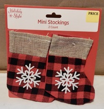 Christmas Mini Stockings 2ea You Choose Type 3” x 5 1/2” By Holiday Styl... - $2.49