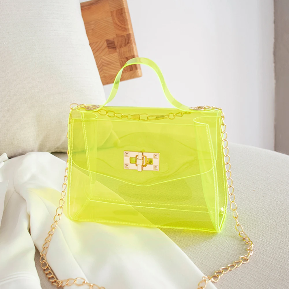 Summer Jelly Bags Woman Mini Cute Clear Shoulder Bag Chain Transparent M... - $20.36