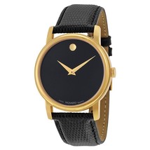 Movado Museum Black Dial Gold Black Leather Mens 2100005 Watch - £258.98 GBP