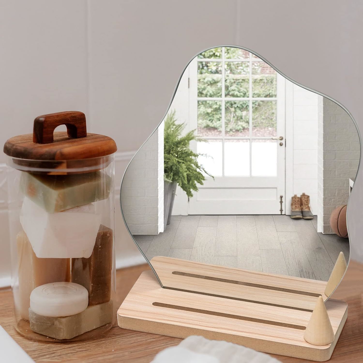 Aesthetic Desk Decor Frameless Vanity Mirror With Ring Holder, Neutype, ... - $34.93