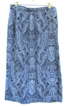 Talbots All Silk Straight Midi Skirt Womens Size 14 Blue Paisley Wrap Lined - $23.75