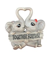 Together Forever Couple Kissing Elephants Holding Sign Statue 6 1/4 Inch Ceramic - £15.81 GBP