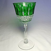 Faberge Xenia  Emerald Green Cut to Clear Crystal Glass Signed - $275.00