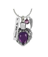 Purple Crystal Winged Heart Ash Urn - Love Charms™ Option - $29.95+