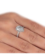 Lab diamond engagement ring, Pear cut diamond ring, halo diamond engagem... - $4,069.83 CAD+