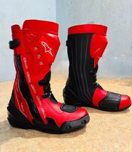 Red Alpinestars Motorcycle Racing Boots – Pro Sport Track Gear | High-Pe... - $225.00