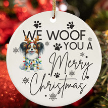 Merry Christmas Papillon Dog Woof Xmas Lover Ornament Gift Tree Decor Hanging - $15.79