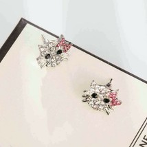 small 1/2&quot; Hello Kitty Look Pink Crystal Stud Earrings - £20.28 GBP