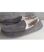 UGG Mens Slippers 9 Ascot Gray Suede Slip On Shearling Lined Moccasin U6 - $40.77 CAD