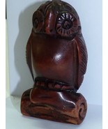 Vintage Japanese Masterfully Carved Detailed Wooden Netsuke Feathered Ow... - $1,311.47 MXN
